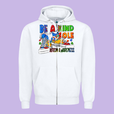 Be A Kind Sole Autism Awareness Zipper Hoodie Designed By Fadigitalartstudio