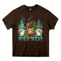 Chocolate Brown wild west gnomies Heavy Core Tee - NancyCooperArtShop