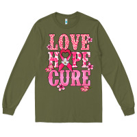 Army Green Love Hope Cure Cancer Awareness Long Sleeve Tee - HowdyJamesFarm