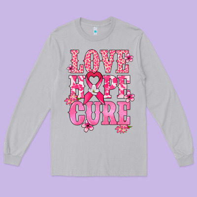 Love Hope Cure Cancer Awareness Long Sleeve Tee Designed By Howdyjamesfarm