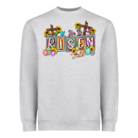 Heather Grey He is risen Easter  Easter Day Heavyweight Sweatshirt - CowGirlArtShop