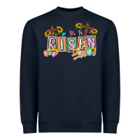 Navy He is risen Easter  Easter Day Heavyweight Sweatshirt - CowGirlArtShop