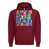 Burgundy colorful nail polish seamless pattern bbs Zipper Hoodie - BundleAndBundleShop