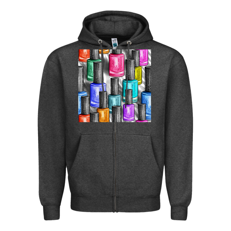 Colorful Nail Polish Seamless Pattern Bbs Zipper Hoodie by BundleAndBundleShop | Teevron