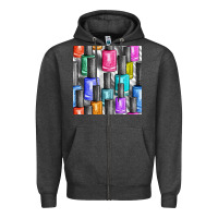 Charcoal Heather colorful nail polish seamless pattern bbs Zipper Hoodie - BundleAndBundleShop
