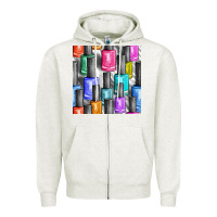 Oatmeal Heather colorful nail polish seamless pattern bbs Zipper Hoodie - BundleAndBundleShop