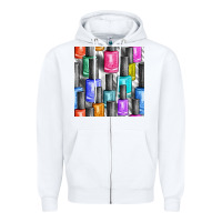 White colorful nail polish seamless pattern bbs Zipper Hoodie - BundleAndBundleShop