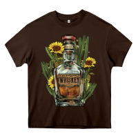 Chocolate Brown western whiskey bottle Heavy Core Tee - NancyCooperArtShop