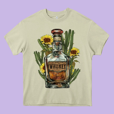 Western Whiskey Bottle Heavy Core Tee Designed By Nancycooperartshop