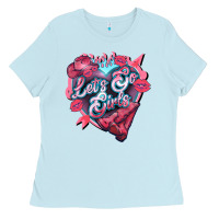 Baby Blue lets go girls pink Ladies Tee - NancyCooperArtShop
