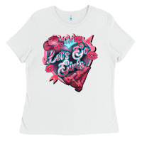 White lets go girls pink Ladies Tee - NancyCooperArtShop