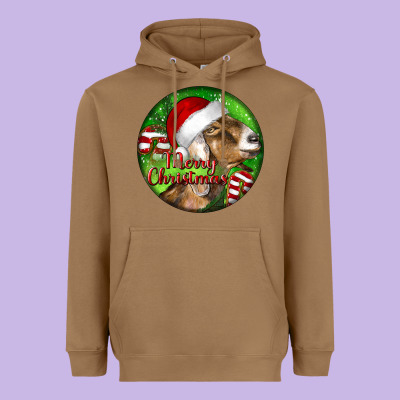 Nubian Goat Christmas Heavyweight Hoodie Designed By Lillyallendesigns