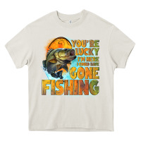 Cream youre lucky im here i could have gone fishing Heavy Core Tee - NancyCooperArtShop