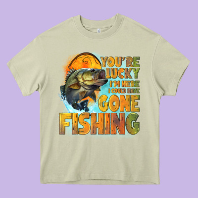 Youre Lucky Im Here I Could Have Gone Fishing Heavy Core Tee Designed By Nancycooperartshop