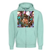 Seafoam hairdresser messy bun hand mirror and scissors with leopard and tiger  Zipper Hoodie - BundleAndBundleShop