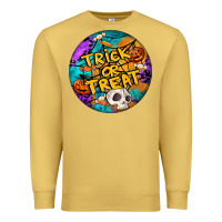 Antique Gold Trick Or Treat Hallowen Round Premium Sweatshirt - LillyAllenDesigns