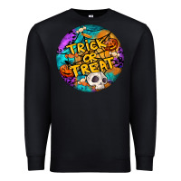 Black Trick Or Treat Hallowen Round Premium Sweatshirt - LillyAllenDesigns