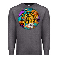 Charcoal Heather Trick Or Treat Hallowen Round Premium Sweatshirt - LillyAllenDesigns