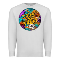 Dove Grey Trick Or Treat Hallowen Round Premium Sweatshirt - LillyAllenDesigns