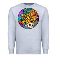 Heather Grey Trick Or Treat Hallowen Round Premium Sweatshirt - LillyAllenDesigns