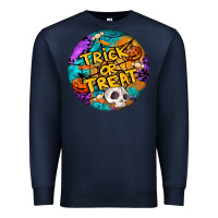 Navy Trick Or Treat Hallowen Round Premium Sweatshirt - LillyAllenDesigns