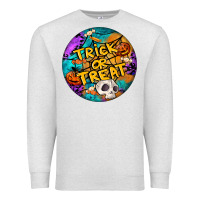 Oatmeal Heather Trick Or Treat Hallowen Round Premium Sweatshirt - LillyAllenDesigns