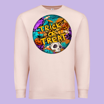 Trick Or Treat Hallowen Round Premium Sweatshirt Designed By Lillyallendesigns