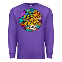 Purple Trick Or Treat Hallowen Round Premium Sweatshirt - LillyAllenDesigns