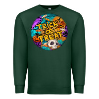 Sports Green Trick Or Treat Hallowen Round Premium Sweatshirt - LillyAllenDesigns