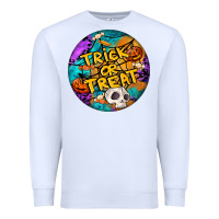 White Trick Or Treat Hallowen Round Premium Sweatshirt - LillyAllenDesigns