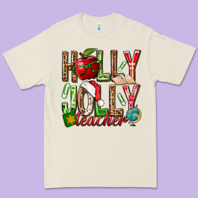 Holly Jolly Teacher Premium Tee Designed By Nancycooperartshop