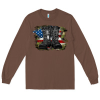 Chestnut american flag with army boots Long Sleeve Tee - RanaPortraitStore
