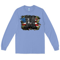 Colony Blue american flag with army boots Long Sleeve Tee - RanaPortraitStore