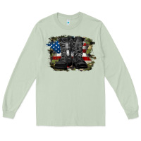 Matcha american flag with army boots Long Sleeve Tee - RanaPortraitStore
