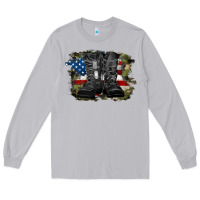 Moon Dust american flag with army boots Long Sleeve Tee - RanaPortraitStore