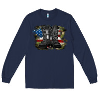 Navy american flag with army boots Long Sleeve Tee - RanaPortraitStore