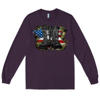 Plum american flag with army boots Long Sleeve Tee - RanaPortraitStore