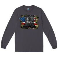 Smoke american flag with army boots Long Sleeve Tee - RanaPortraitStore