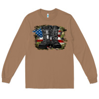 Toasted Coconut american flag with army boots Long Sleeve Tee - RanaPortraitStore