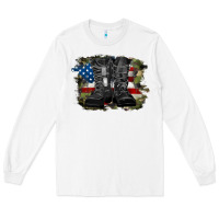 White american flag with army boots Long Sleeve Tee - RanaPortraitStore