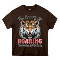 Chocolate Brown the heavens are roaring tiger Heavy Core Tee - MaliasSmallBusiness