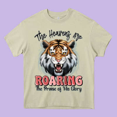 The Heavens Are Roaring Tiger Heavy Core Tee Designed By Maliassmallbusiness