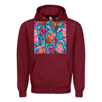 Burgundy breast cancer coffee cups with butterfly seamless pattern bbs Zipper Hoodie - BundleAndBundleShop