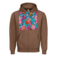 Chestnut breast cancer coffee cups with butterfly seamless pattern bbs Zipper Hoodie - BundleAndBundleShop