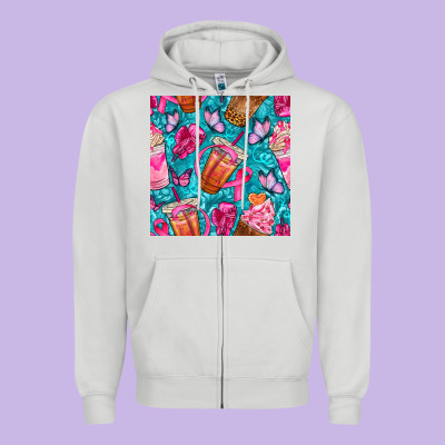 Breast Cancer Coffee Cups With Butterfly Seamless Pattern Bbs Zipper Hoodie Designed By Bundleandbundleshop