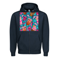Navy breast cancer coffee cups with butterfly seamless pattern bbs Zipper Hoodie - BundleAndBundleShop