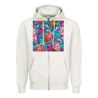Oatmeal Heather breast cancer coffee cups with butterfly seamless pattern bbs Zipper Hoodie - BundleAndBundleShop