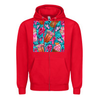 Red breast cancer coffee cups with butterfly seamless pattern bbs Zipper Hoodie - BundleAndBundleShop