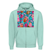 Seafoam breast cancer coffee cups with butterfly seamless pattern bbs Zipper Hoodie - BundleAndBundleShop