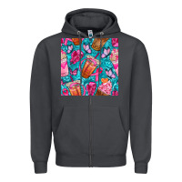 Smoke breast cancer coffee cups with butterfly seamless pattern bbs Zipper Hoodie - BundleAndBundleShop